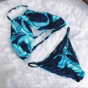 🦋 Blue leaf print bikini set 🦋